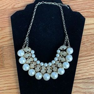 Pearl, Gold, and Rhinestone Necklace